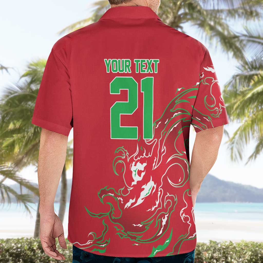 Custom Wales Rugby Pride Hawaiian Shirt Cymru Three feathers Flame Fire Style