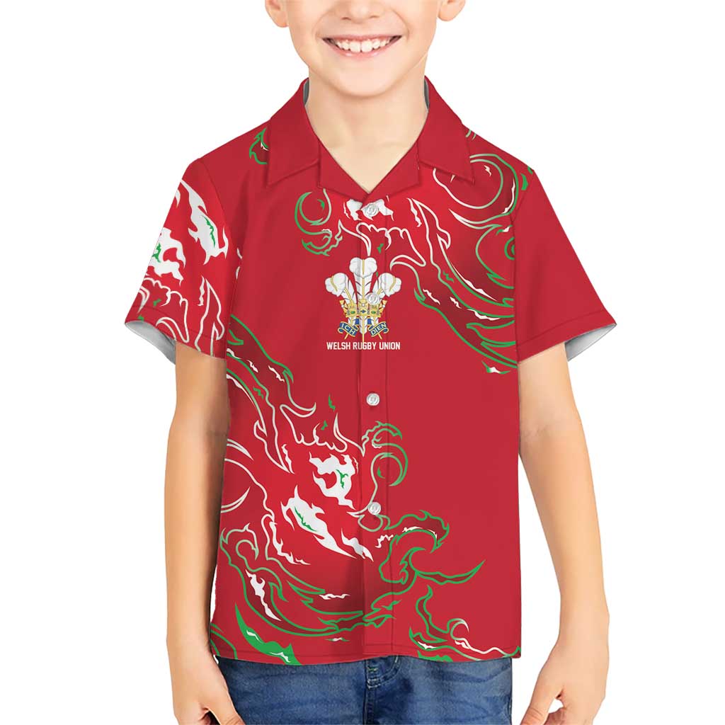 Custom Wales Rugby Pride Hawaiian Shirt Cymru Three feathers Flame Fire Style