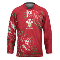 Custom Wales Rugby Pride Hockey Jersey Cymru Three feathers Flame Fire Style