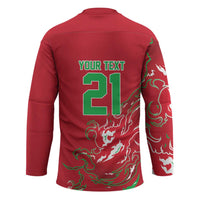 Custom Wales Rugby Pride Hockey Jersey Cymru Three feathers Flame Fire Style