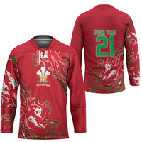 Custom Wales Rugby Pride Hockey Jersey Cymru Three feathers Flame Fire Style