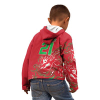 Custom Wales Rugby Pride Kid Hoodie Cymru Three feathers Flame Fire Style