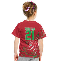 Custom Wales Rugby Pride Kid T Shirt Cymru Three feathers Flame Fire Style