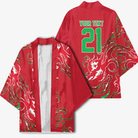 Custom Wales Rugby Pride Kimono Cymru Three feathers Flame Fire Style
