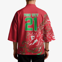 Custom Wales Rugby Pride Kimono Cymru Three feathers Flame Fire Style