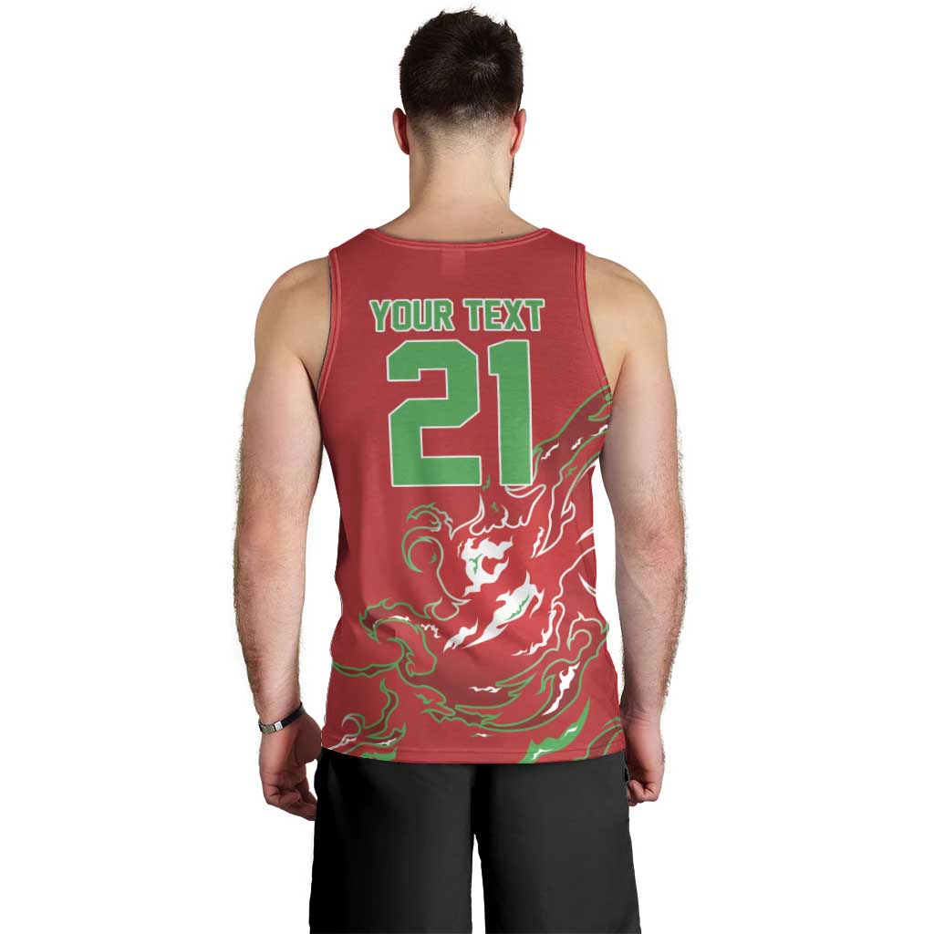 Custom Wales Rugby Pride Men Tank Top Cymru Three feathers Flame Fire Style