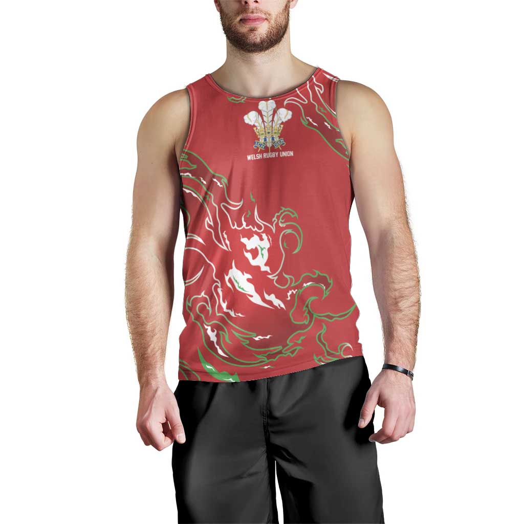 Custom Wales Rugby Pride Men Tank Top Cymru Three feathers Flame Fire Style