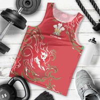 Custom Wales Rugby Pride Men Tank Top Cymru Three feathers Flame Fire Style