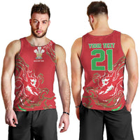Custom Wales Rugby Pride Men Tank Top Cymru Three feathers Flame Fire Style