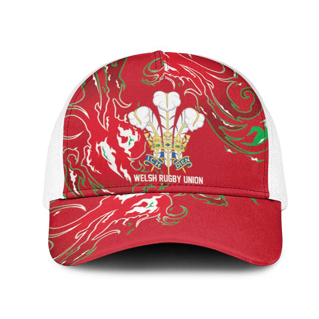Wales Rugby Pride Mesh Trucker Cap Cymru Three feathers Flame Fire Style
