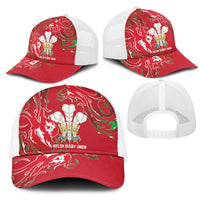 Wales Rugby Pride Mesh Trucker Cap Cymru Three feathers Flame Fire Style