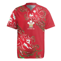 Custom Wales Rugby Pride Rugby Jersey Cymru Three feathers Flame Fire Style