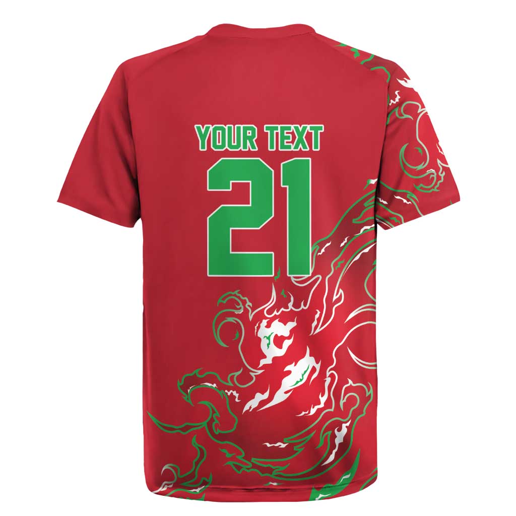 Custom Wales Rugby Pride Rugby Jersey Cymru Three feathers Flame Fire Style