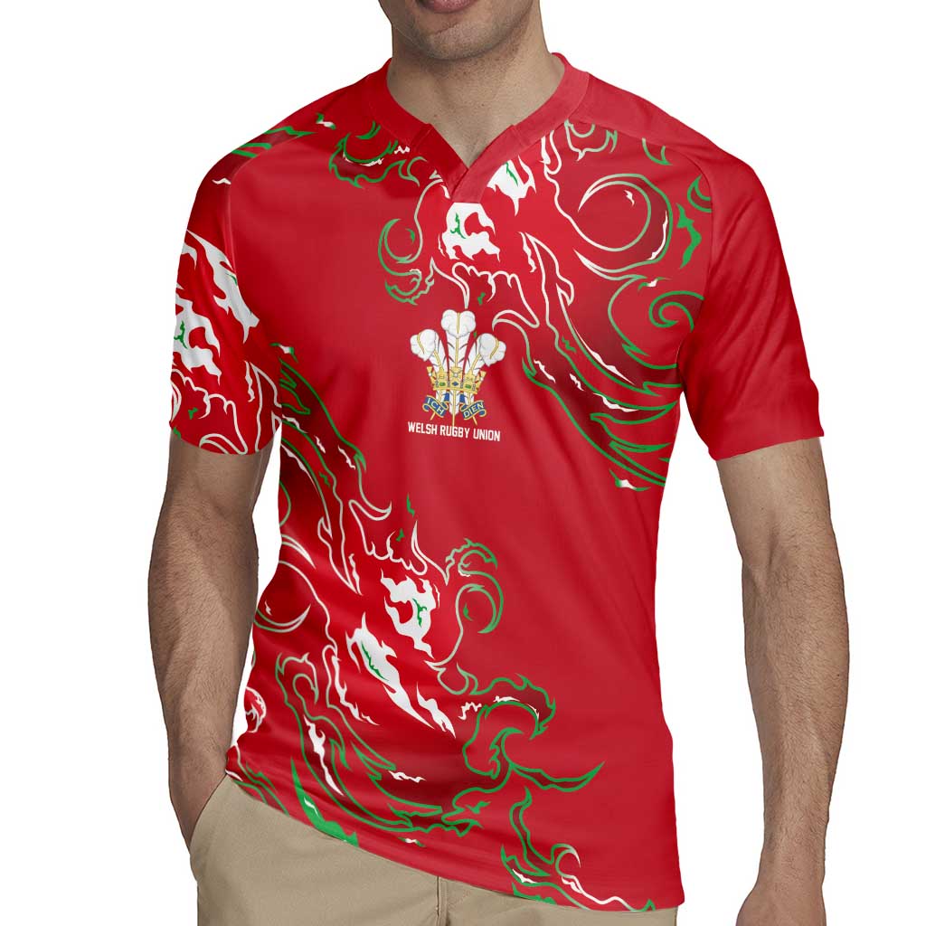 Custom Wales Rugby Pride Rugby Jersey Cymru Three feathers Flame Fire Style