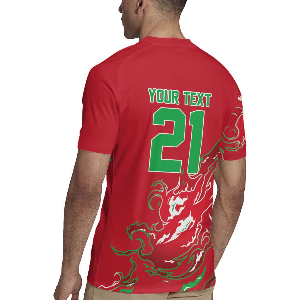 Custom Wales Rugby Pride Rugby Jersey Cymru Three feathers Flame Fire Style