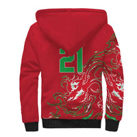 Custom Wales Rugby Pride Sherpa Hoodie Cymru Three feathers Flame Fire Style