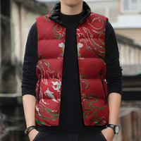 Custom Wales Rugby Pride Sleeveless Puffer Jacket Cymru Three feathers Flame Fire Style