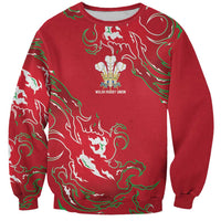 Custom Wales Rugby Pride Sweatshirt Cymru Three feathers Flame Fire Style