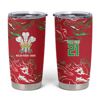 Custom Wales Rugby Pride Tumbler Cup Cymru Three feathers Flame Fire Style