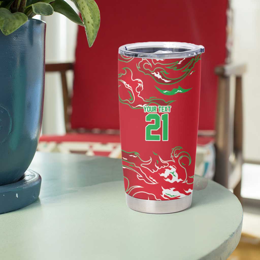 Custom Wales Rugby Pride Tumbler Cup Cymru Three feathers Flame Fire Style