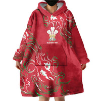 Custom Wales Rugby Pride Wearable Blanket Hoodie Cymru Three feathers Flame Fire Style