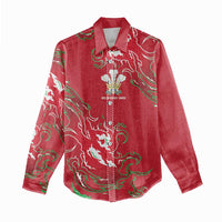 Custom Wales Rugby Pride Women Casual Shirt Cymru Three feathers Flame Fire Style