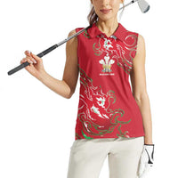 Custom Wales Rugby Pride Women Sleeveless Polo Shirt Cymru Three feathers Flame Fire Style
