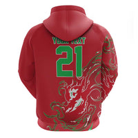 Custom Wales Rugby Pride Zip Hoodie Cymru Three feathers Flame Fire Style