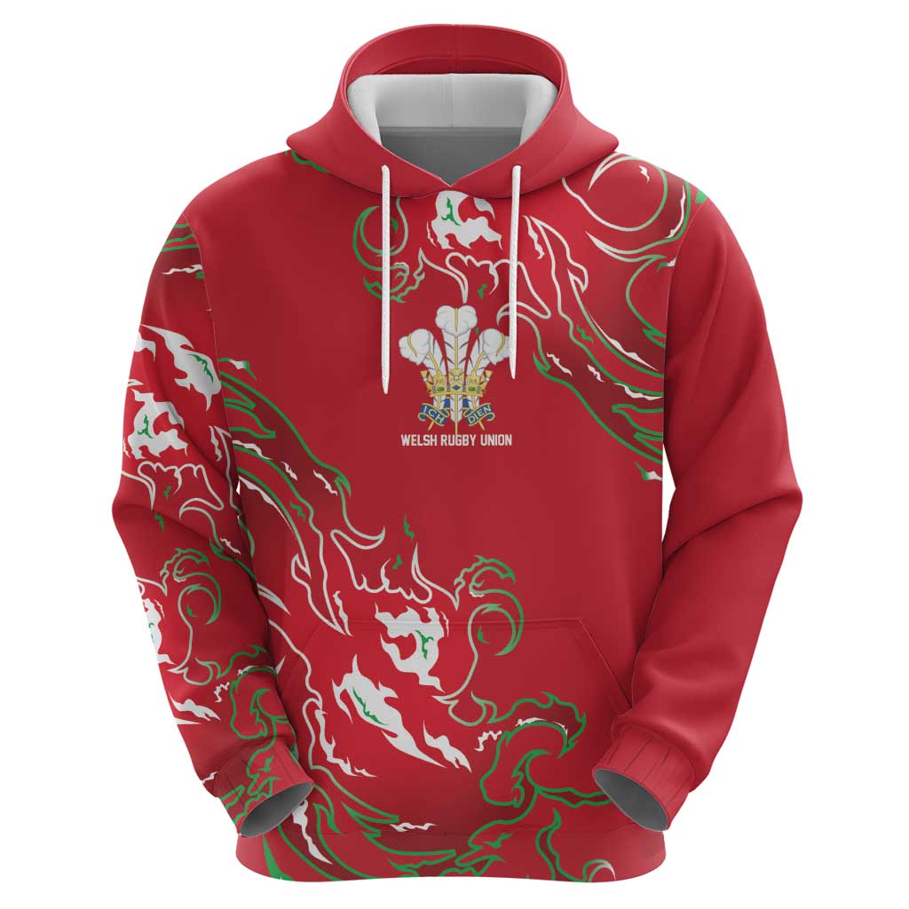Custom Wales Rugby Pride Zip Hoodie Cymru Three feathers Flame Fire Style