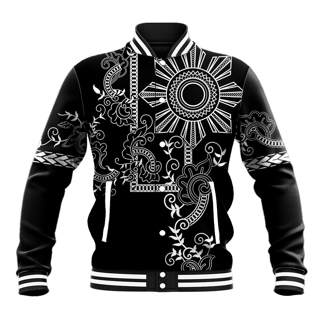 Filipino Sun Tribal Tattoo Baseball Jacket Philippines Inspired Barong Simple Black LT9 - Wonder Print Shop