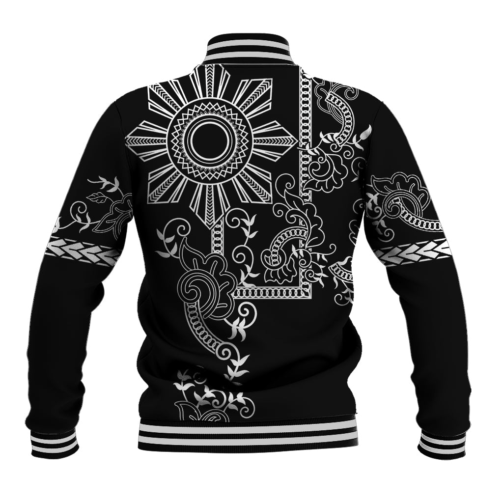 Filipino Sun Tribal Tattoo Baseball Jacket Philippines Inspired Barong Simple Black LT9 - Wonder Print Shop