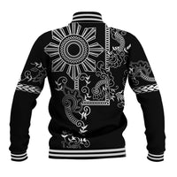 Filipino Sun Tribal Tattoo Baseball Jacket Philippines Inspired Barong Simple Black LT9 - Wonder Print Shop