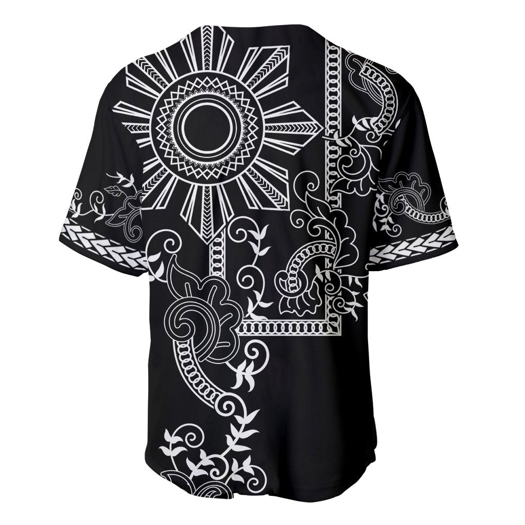 Filipino Sun Tribal Tattoo Baseball Jersey Philippines Inspired Barong Simple Black LT9 - Wonder Print Shop