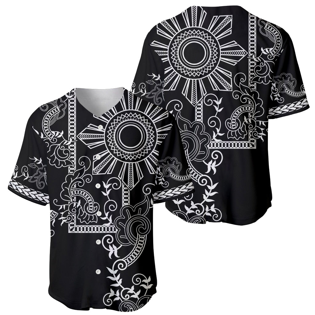 Filipino Sun Tribal Tattoo Baseball Jersey Philippines Inspired Barong Simple Black LT9 - Wonder Print Shop