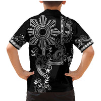 Filipino Sun Tribal Tattoo Family Matching Mermaid Dress and Hawaiian Shirt Philippines Inspired Barong Simple Black LT9 - Wonder Print Shop