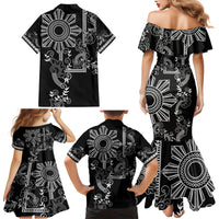Filipino Sun Tribal Tattoo Family Matching Mermaid Dress and Hawaiian Shirt Philippines Inspired Barong Simple Black LT9 - Wonder Print Shop