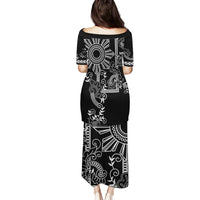 Filipino Sun Tribal Tattoo Family Matching Puletasi and Hawaiian Shirt Philippines Inspired Barong Simple Black - Wonder Print Shop