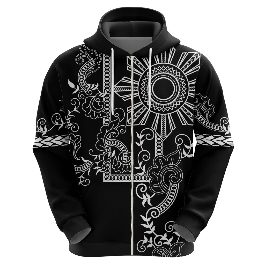 Filipino Sun Tribal Tattoo Hoodie Philippines Inspired Barong Simple Black - Wonder Print Shop