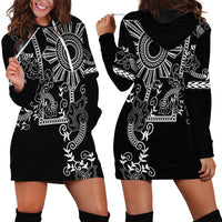 Filipino Sun Tribal Tattoo Hoodie Dress Philippines Inspired Barong Simple Black - Wonder Print Shop
