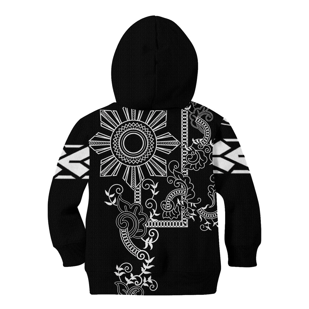 Filipino Sun Tribal Tattoo Kid Hoodie Philippines Inspired Barong Simple Black - Wonder Print Shop