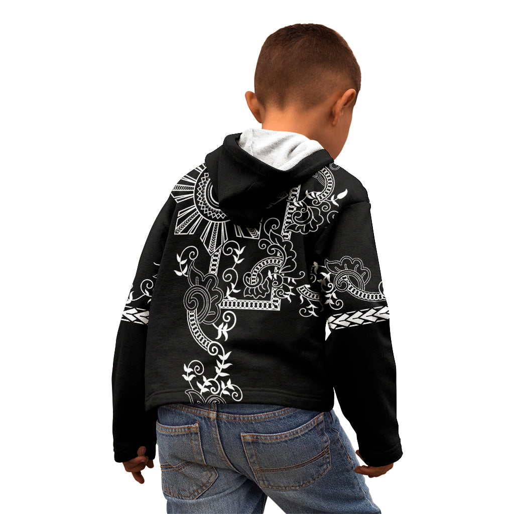 Filipino Sun Tribal Tattoo Kid Hoodie Philippines Inspired Barong Simple Black - Wonder Print Shop