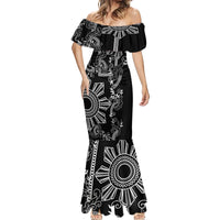 Filipino Sun Tribal Tattoo Mermaid Dress Philippines Inspired Barong Simple Black - Wonder Print Shop