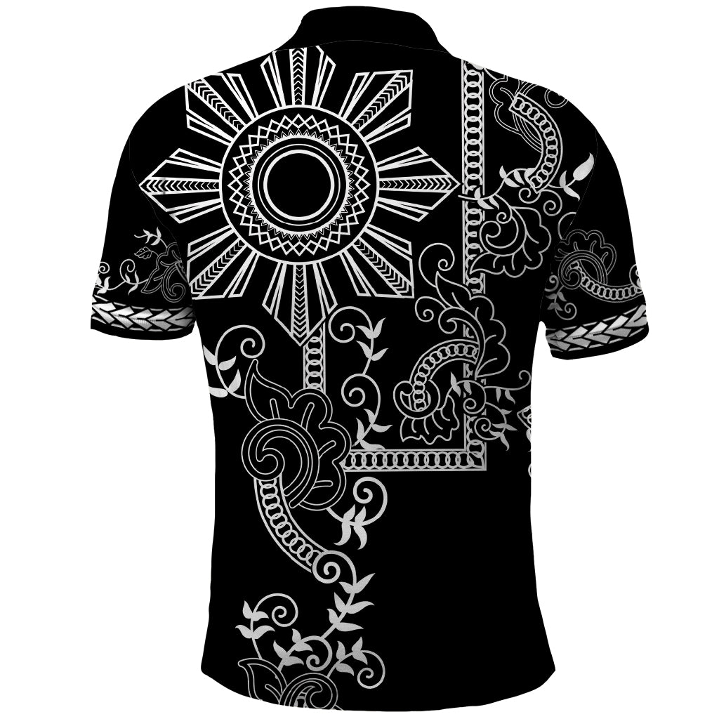 Filipino Sun Tribal Tattoo Polo Shirt Philippines Inspired Barong Simple Black - Wonder Print Shop