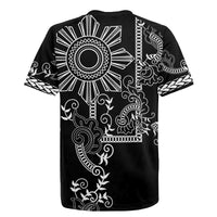 Filipino Sun Tribal Tattoo Rugby Jersey Philippines Inspired Barong Simple Black - Wonder Print Shop