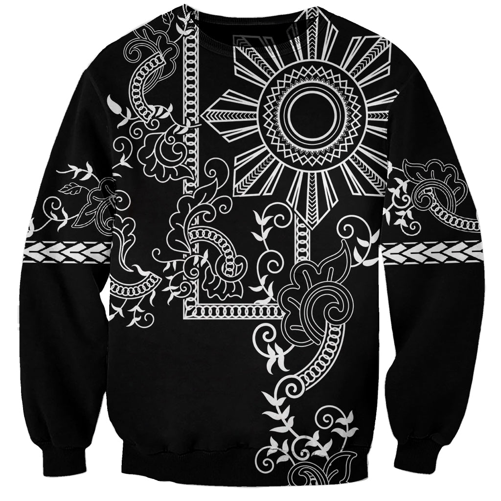 Filipino Sun Tribal Tattoo Sweatshirt Philippines Inspired Barong Simple Black - Wonder Print Shop