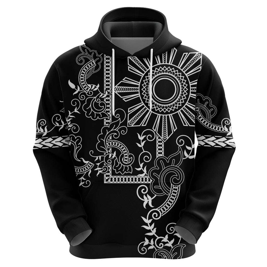 Filipino Sun Tribal Tattoo Zip Hoodie Philippines Inspired Barong Simple Black - Wonder Print Shop