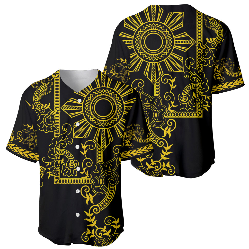 Filipino Sun Tribal Tattoo Baseball Jersey Philippines Inspired Barong Simple Gold LT9 - Wonder Print Shop