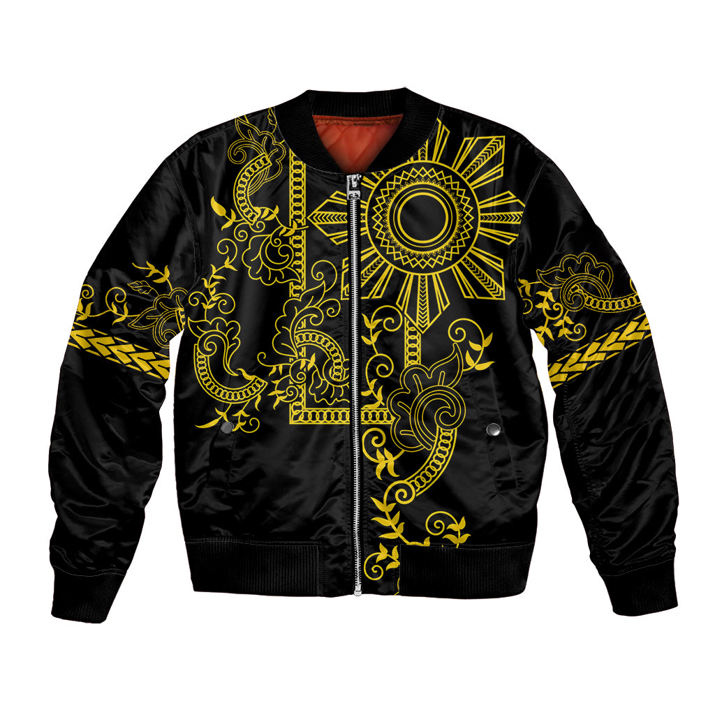 Filipino Sun Tribal Tattoo Bomber Jacket Philippines Inspired Barong Simple Gold LT9 - Wonder Print Shop
