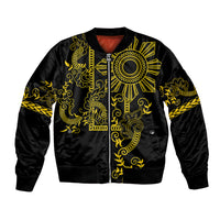 Filipino Sun Tribal Tattoo Bomber Jacket Philippines Inspired Barong Simple Gold LT9 - Wonder Print Shop