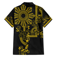 Filipino Sun Tribal Tattoo Family Matching Long Sleeve Bodycon Dress and Hawaiian Shirt Philippines Inspired Barong Simple Gold LT9 - Wonder Print Shop